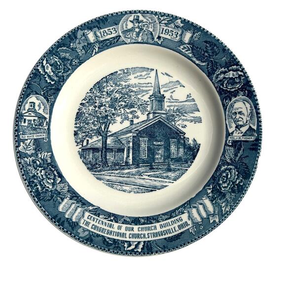 Vintage 1953 Strongsville Ohio Church Centennial Plate Kettlesprings Kilns - Picture 1 of 8